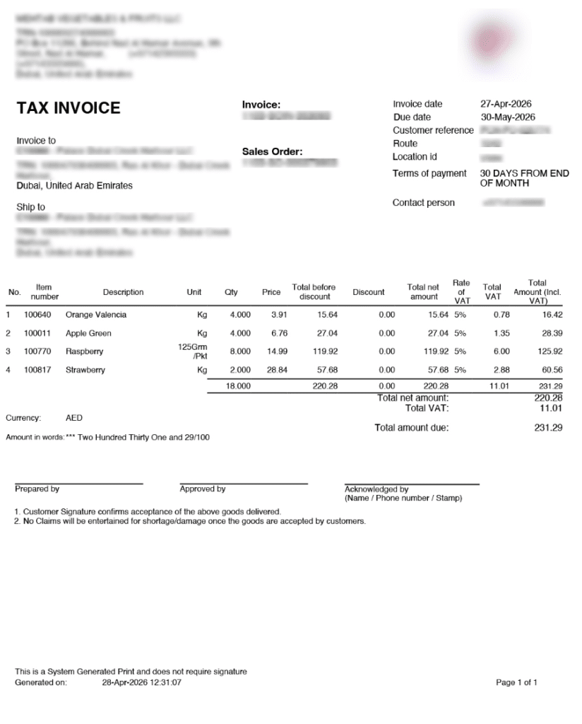 Tax invoice